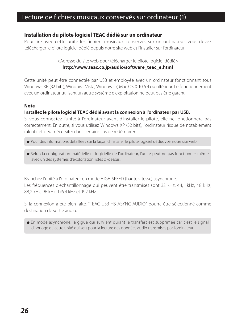 Teac USB DAC Integrated Amplifier A-H01 User Manual | Page 26 / 48