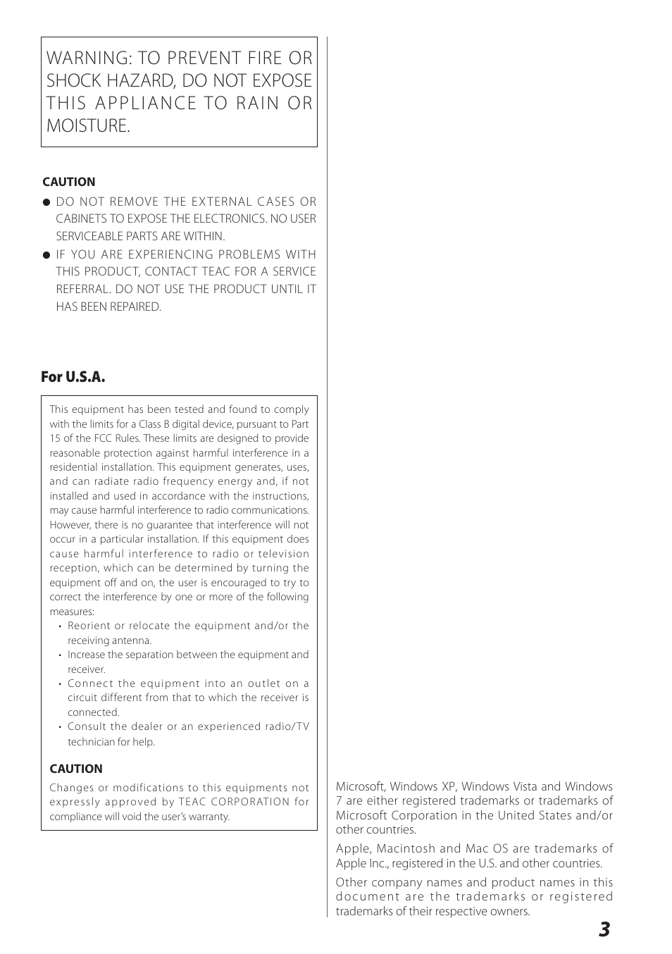 Teac USB DAC Integrated Amplifier A-H01 User Manual | Page 3 / 48