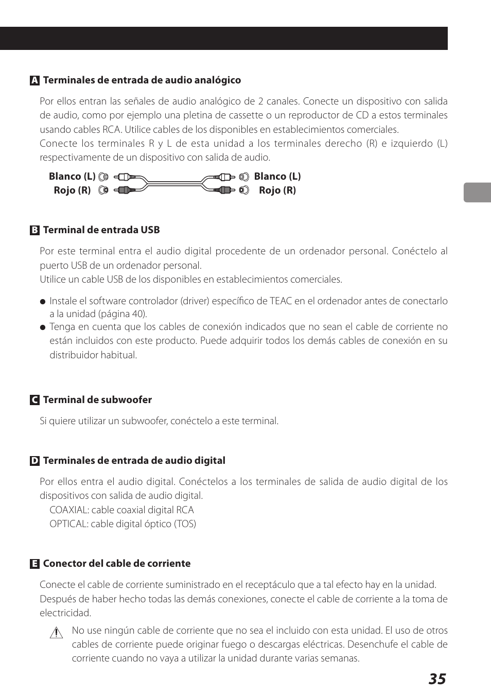 Teac USB DAC Integrated Amplifier A-H01 User Manual | Page 35 / 48