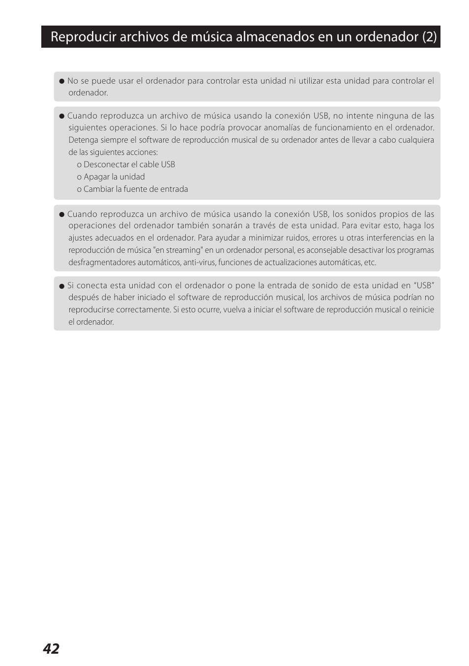 Teac USB DAC Integrated Amplifier A-H01 User Manual | Page 42 / 48