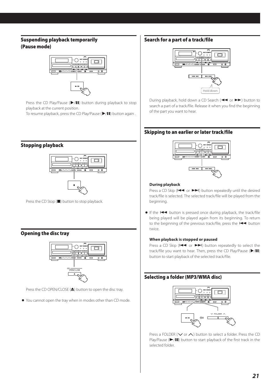 Teac CD Recorder/Reverse Cassette Deck AD-RW900 User Manual | Page 21 / 52