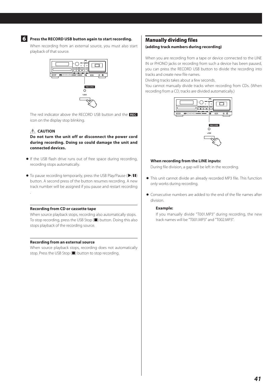 Manually dividing files | Teac CD Recorder/Reverse Cassette Deck AD-RW900 User Manual | Page 41 / 52