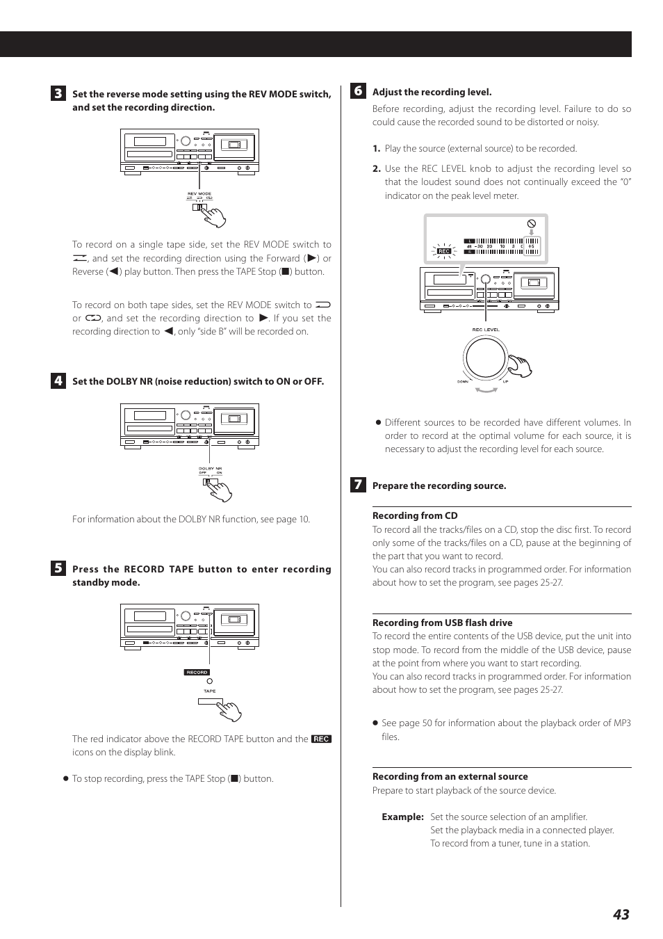 Teac CD Recorder/Reverse Cassette Deck AD-RW900 User Manual | Page 43 / 52