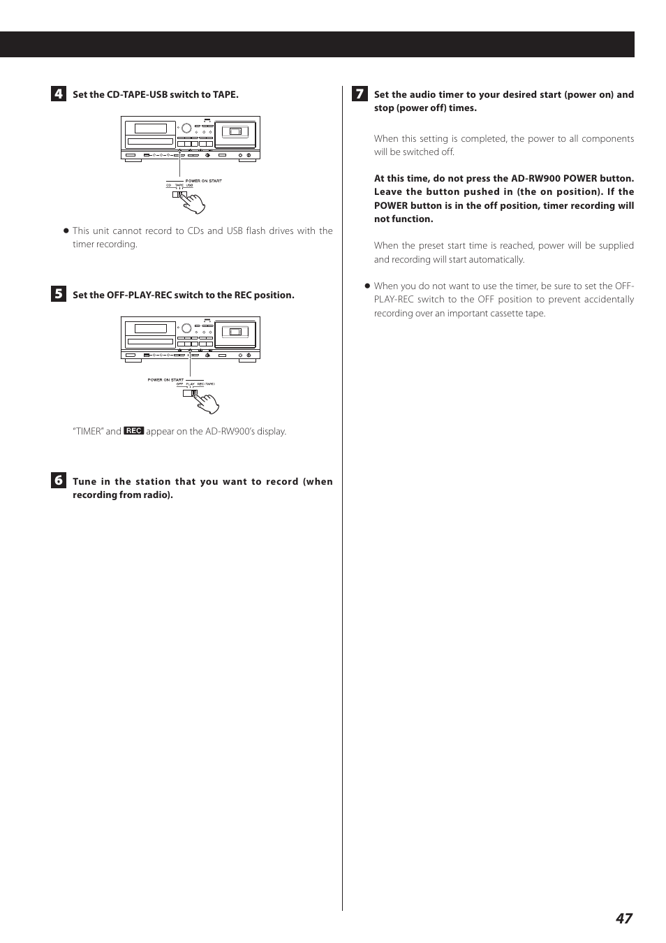 Teac CD Recorder/Reverse Cassette Deck AD-RW900 User Manual | Page 47 / 52