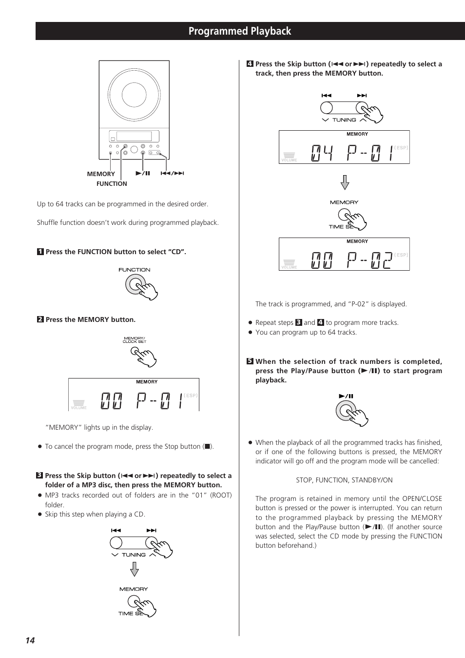 Programmed playback | Teac CD-X9 User Manual | Page 14 / 24