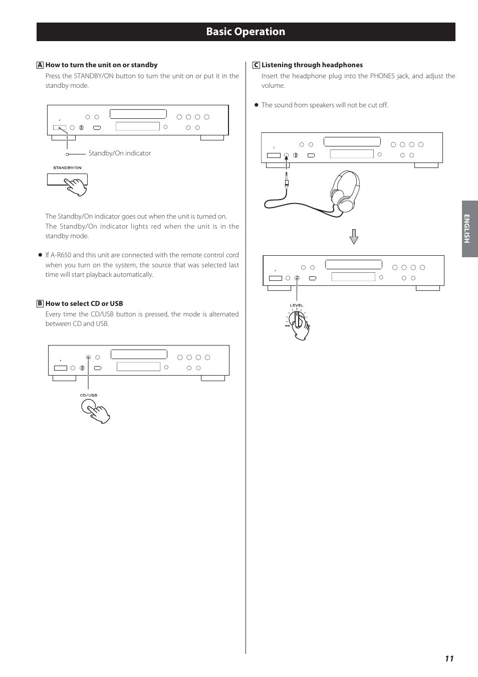 Basic operation | Teac CD-P650 User Manual | Page 11 / 76