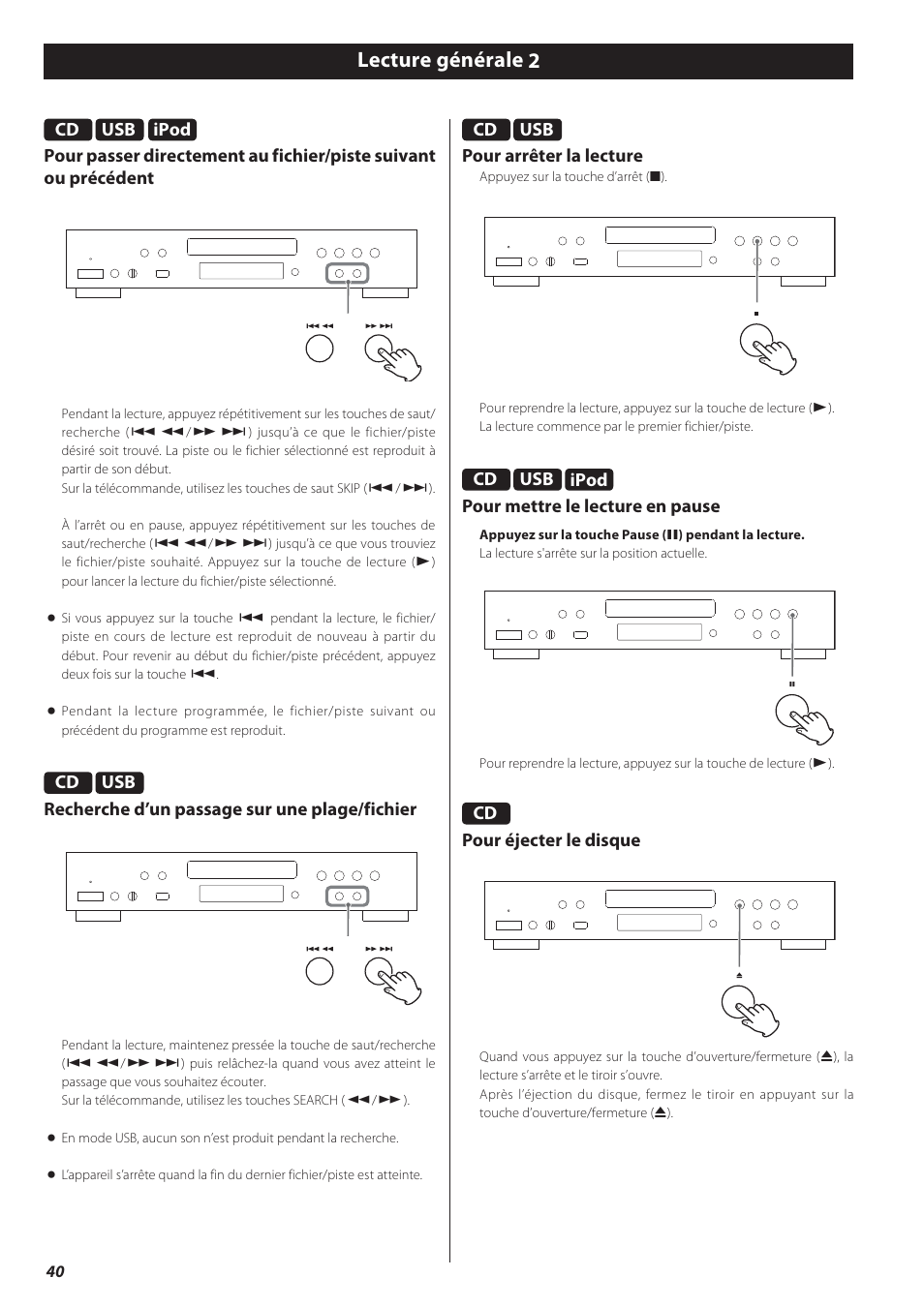 Lecture générale 2 | Teac CD-P650 User Manual | Page 40 / 76