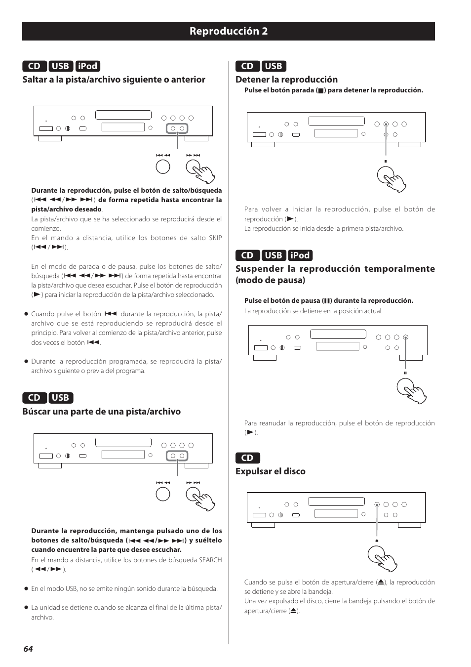 Reproducción 2 | Teac CD-P650 User Manual | Page 64 / 76