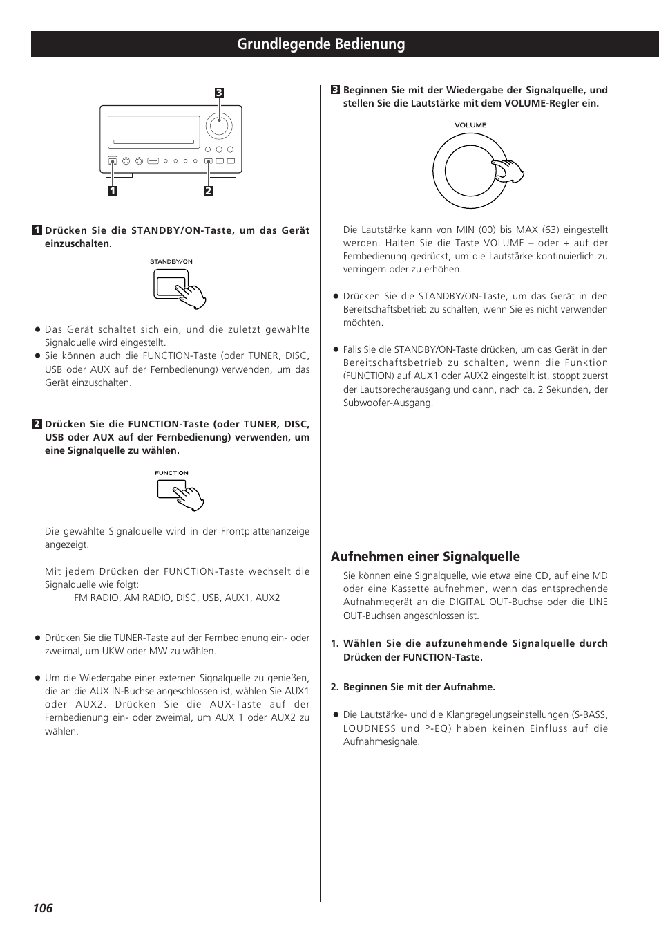 Grundlegende bedienung, Aufnehmen einer signalquelle | Teac DR-H300 User Manual | Page 106 / 136