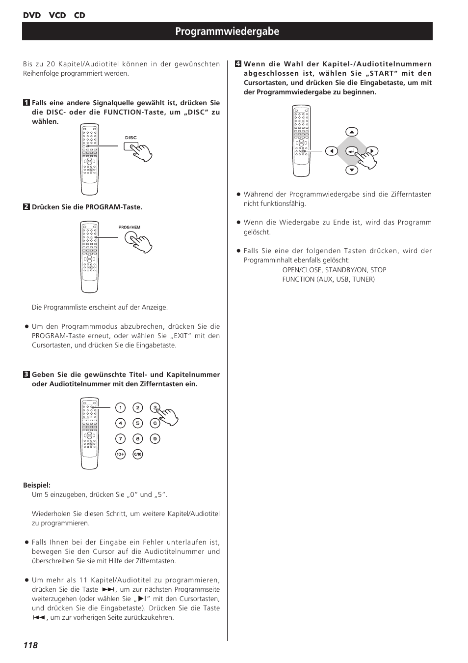 Programmwiedergabe | Teac DR-H300 User Manual | Page 118 / 136