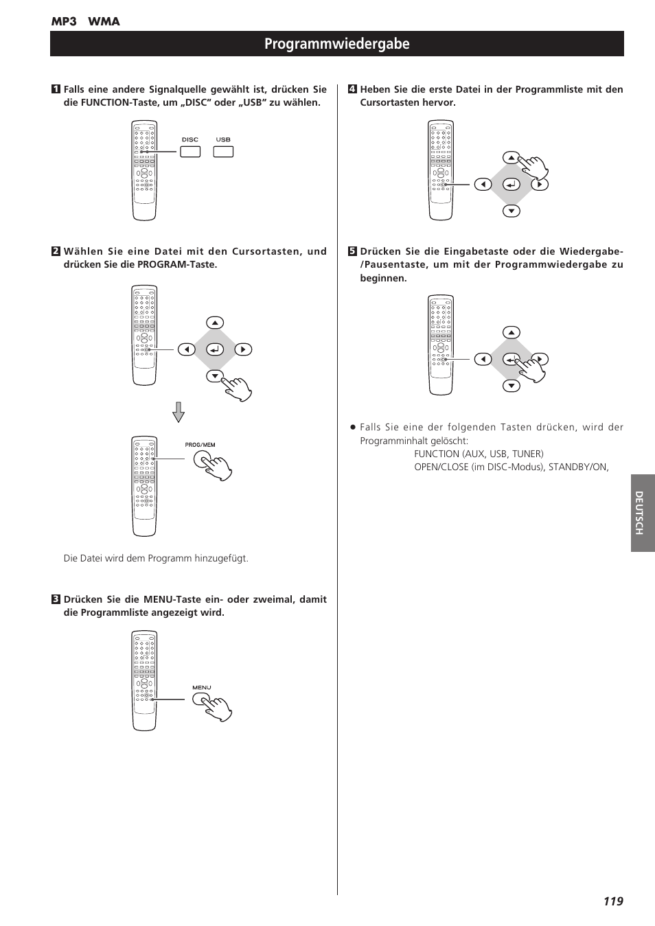 Programmwiedergabe | Teac DR-H300 User Manual | Page 119 / 136