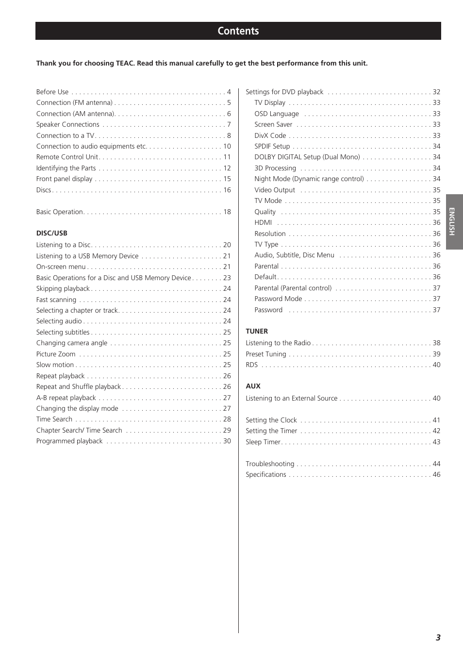 Teac DR-H300 User Manual | Page 3 / 136