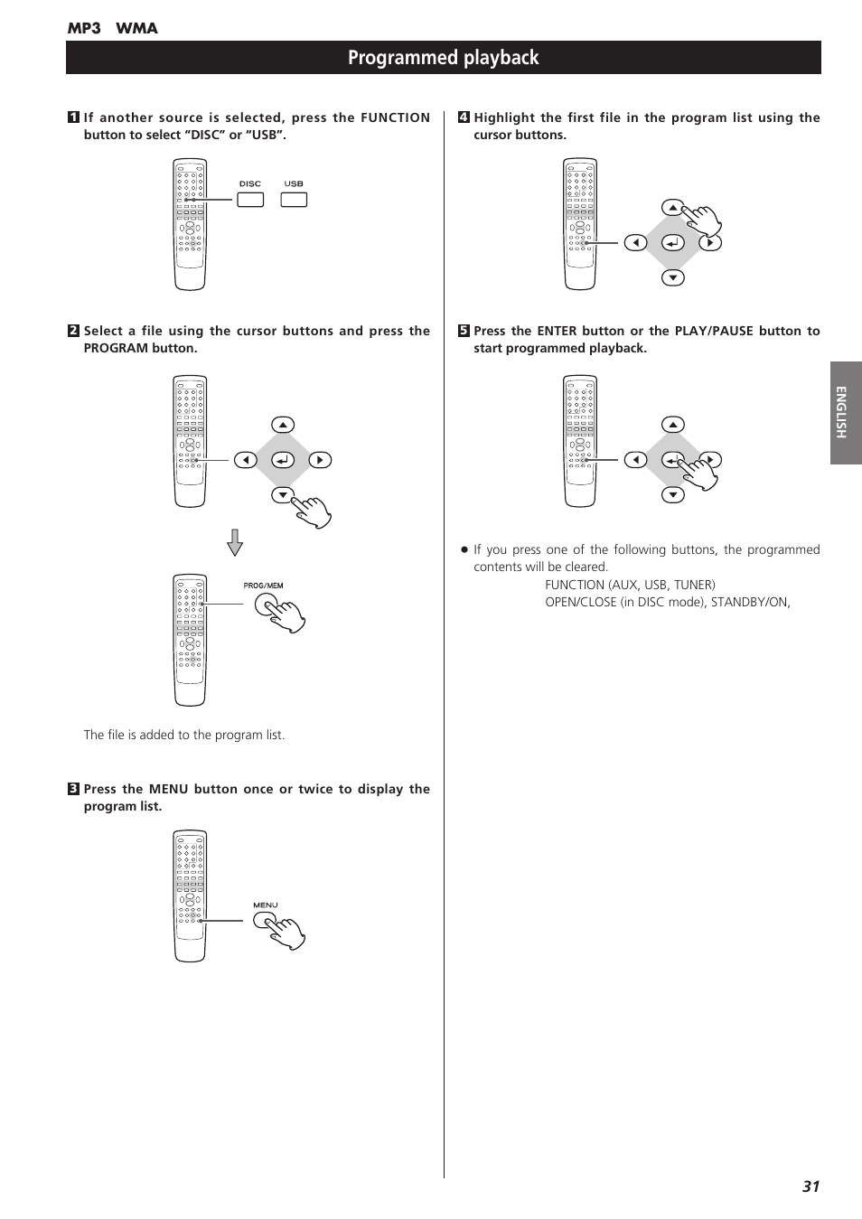 Programmed playback | Teac DR-H300 User Manual | Page 31 / 136