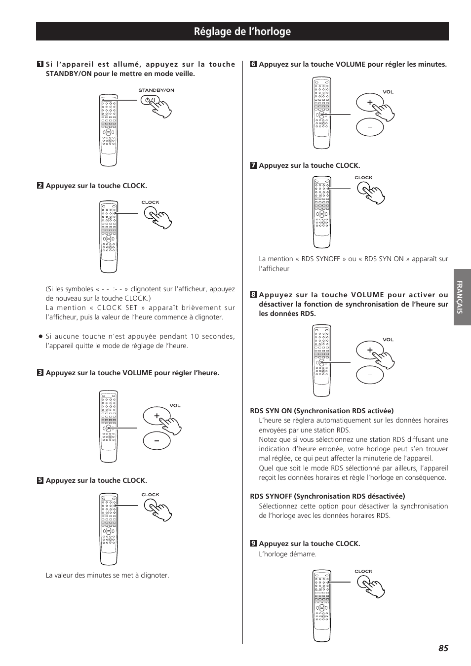 Réglage de l’horloge | Teac DR-H300 User Manual | Page 85 / 136