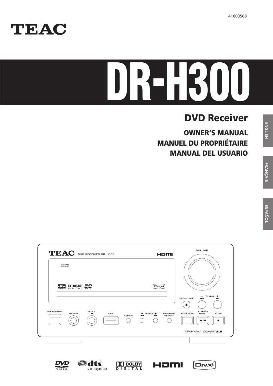 Teac DVD Receiver DR-H300 User Manual | 136 pages