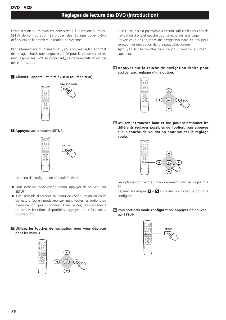 Réglages de lecture des dvd, Réglages de lecture des dvd (introduction) | Teac DVD Receiver DR-H300 User Manual | Page 76 / 136