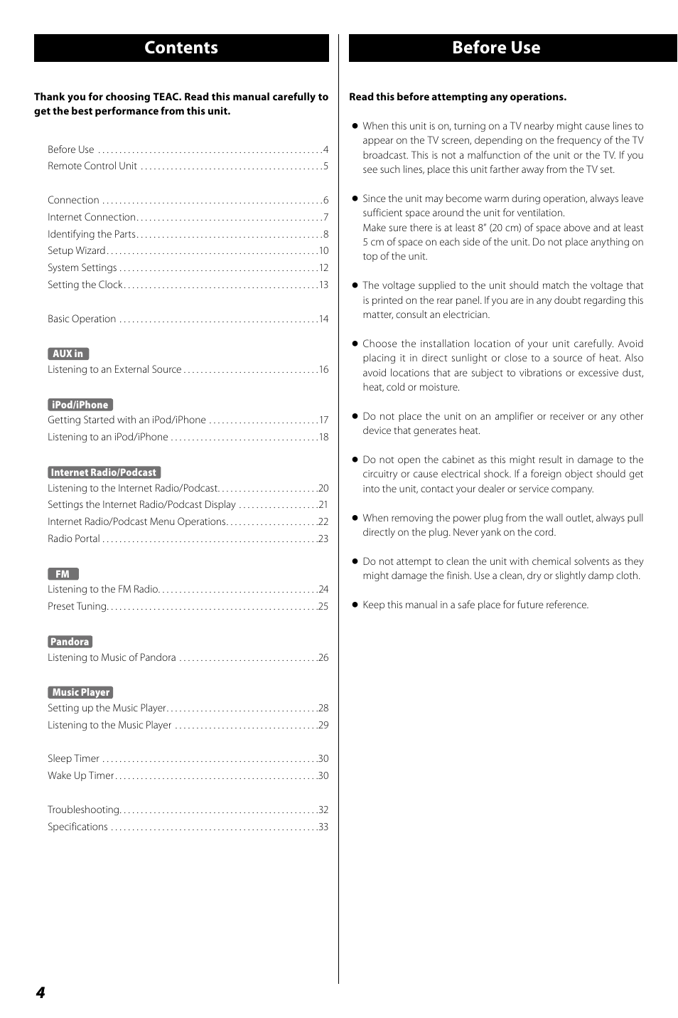 Teac R4-INT User Manual | Page 4 / 36