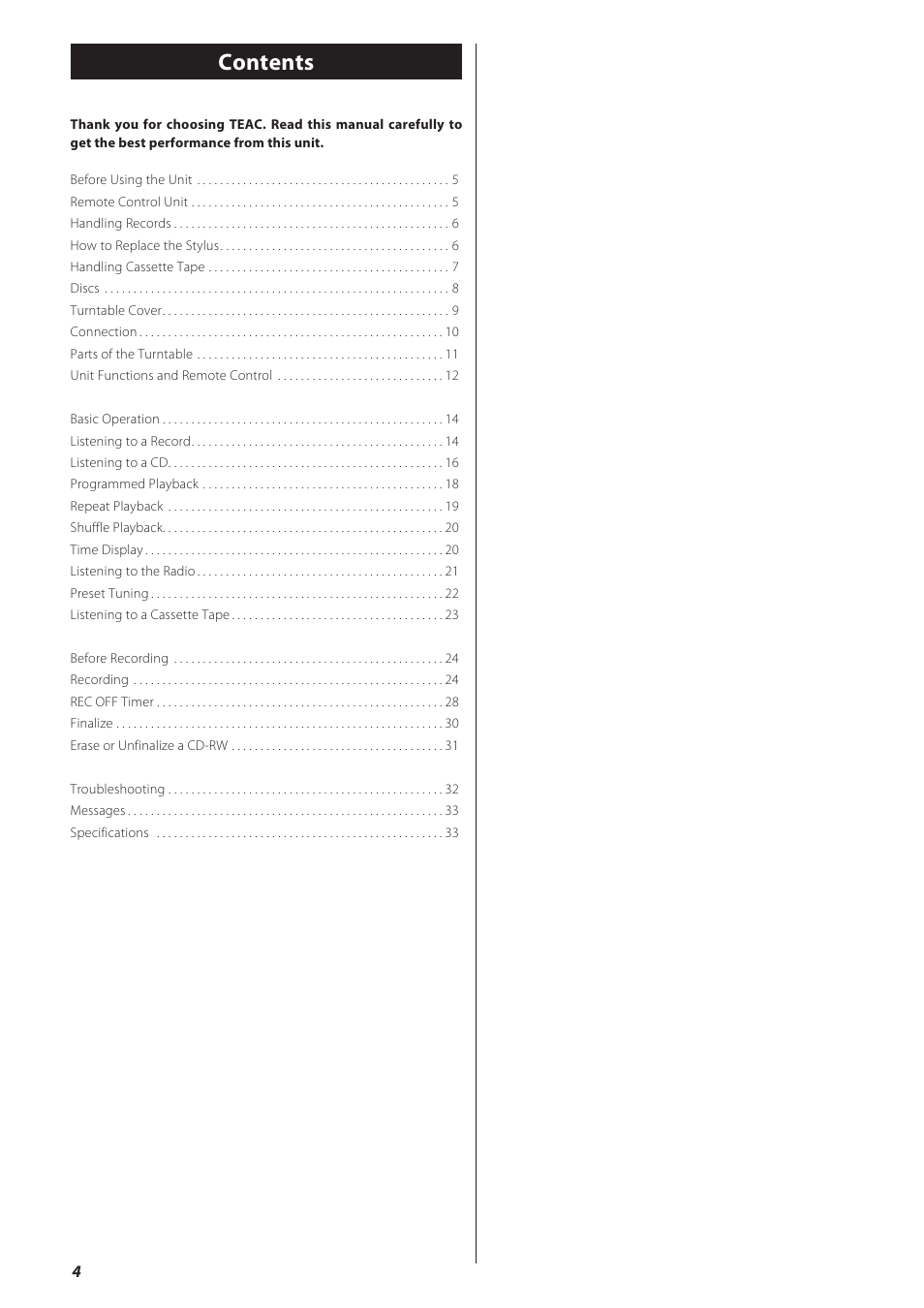 Teac GF-550 User Manual | Page 4 / 96