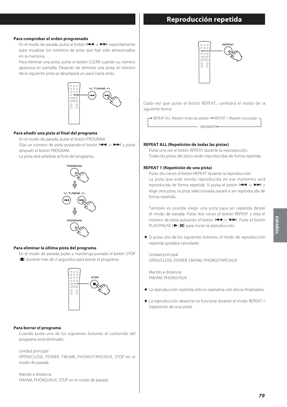 Reproducción repetida | Teac GF-550 User Manual | Page 79 / 96