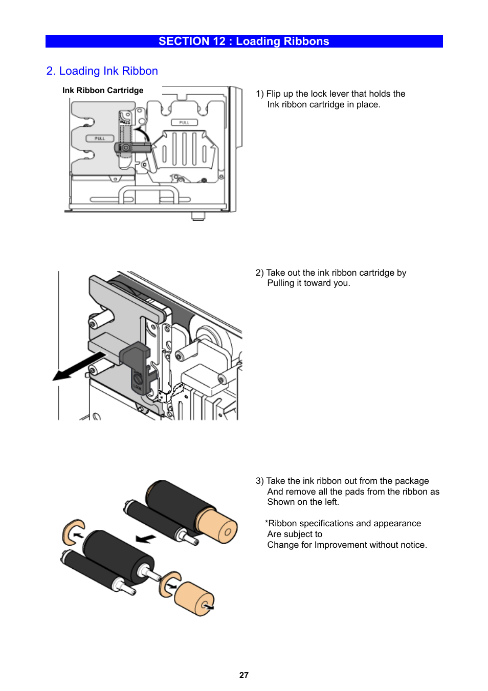 Loading ink ribbon | MF Digital Teaс P-55 User Manual | Page 27 / 58