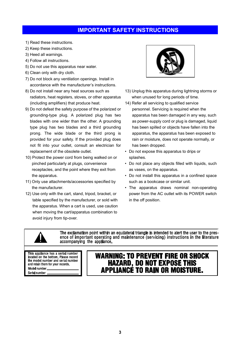 Important safety instructions | MF Digital Teaс P-55 User Manual | Page 3 / 58