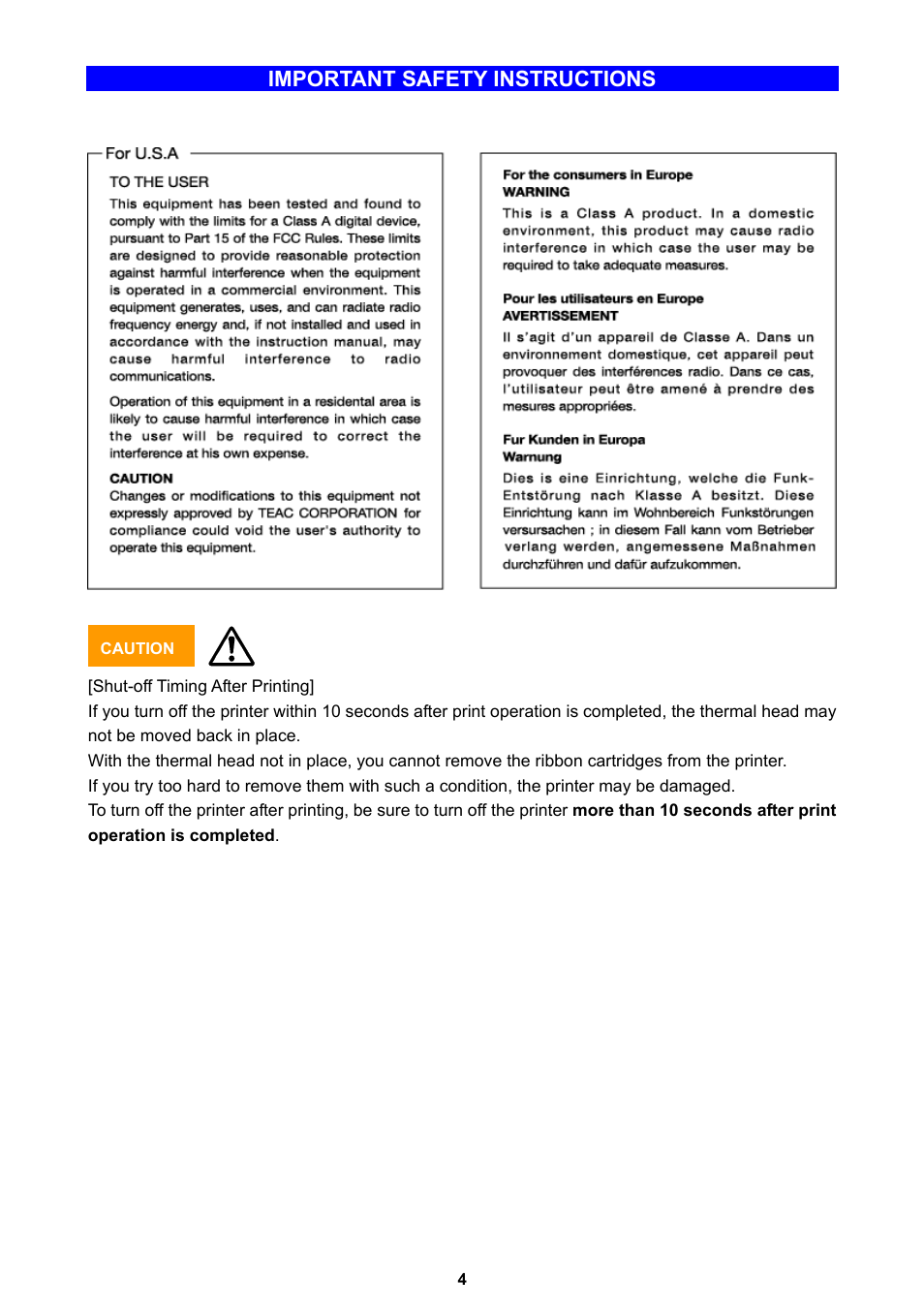 Important safety instructions | MF Digital Teaс P-55 User Manual | Page 4 / 58