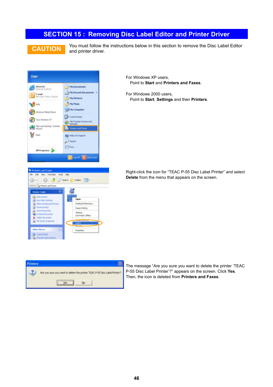Caution | MF Digital Teaс P-55 User Manual | Page 46 / 58