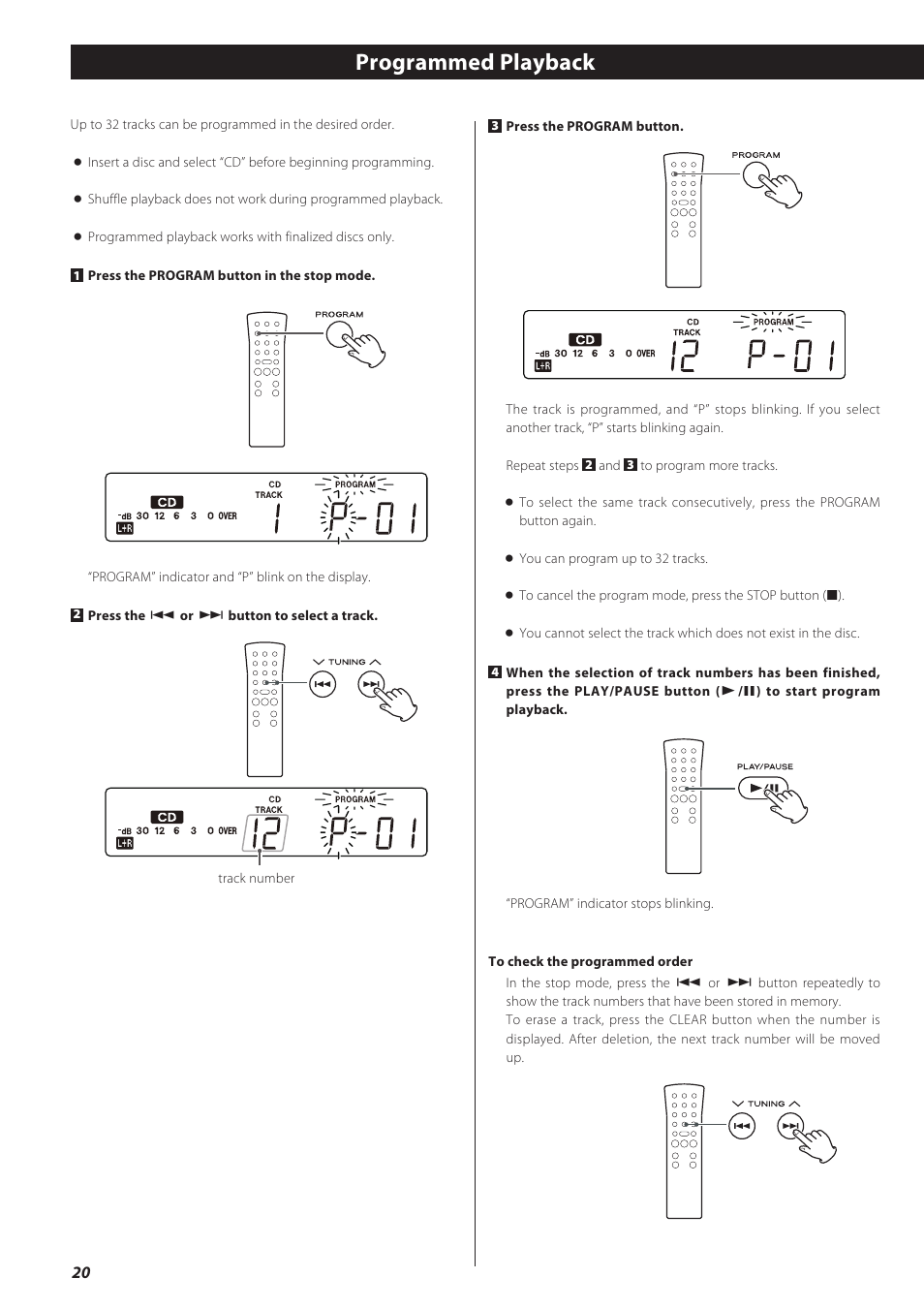 Programmed playback | Teac LPR500 User Manual | Page 20 / 96