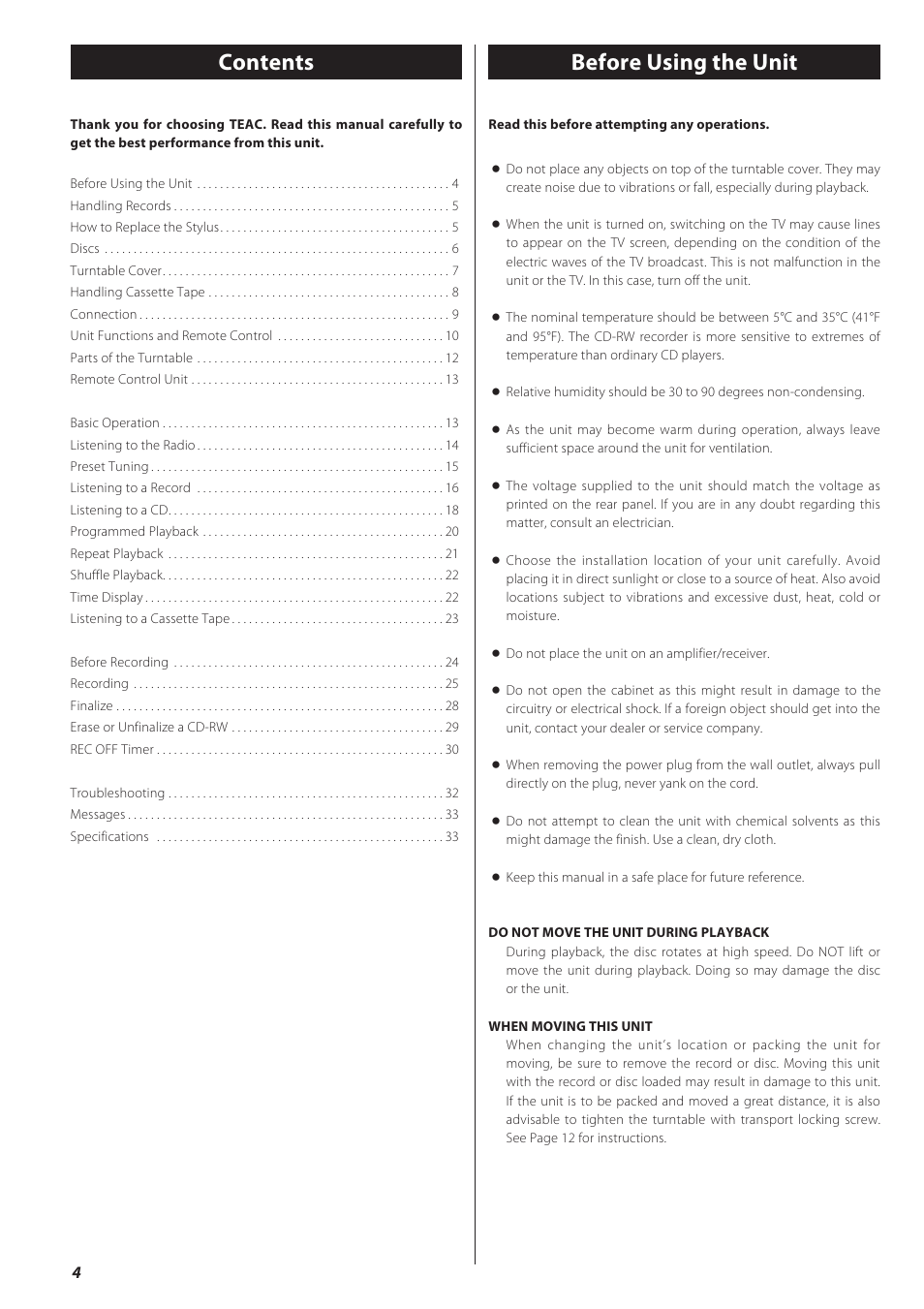 Teac LPR500 User Manual | Page 4 / 96