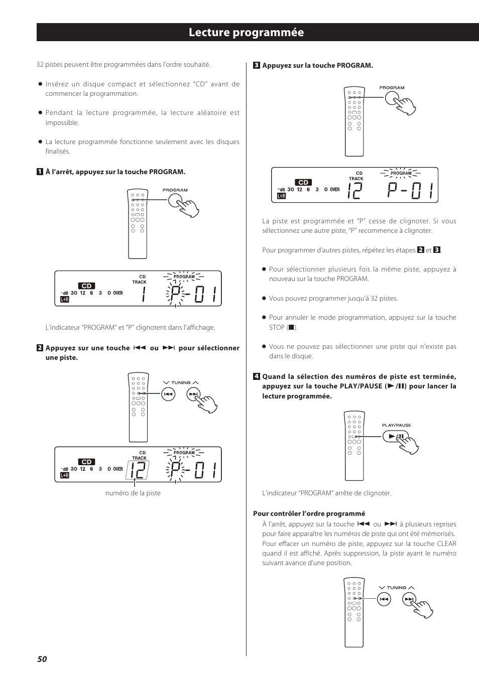 Lecture programmée | Teac LPR500 User Manual | Page 50 / 96