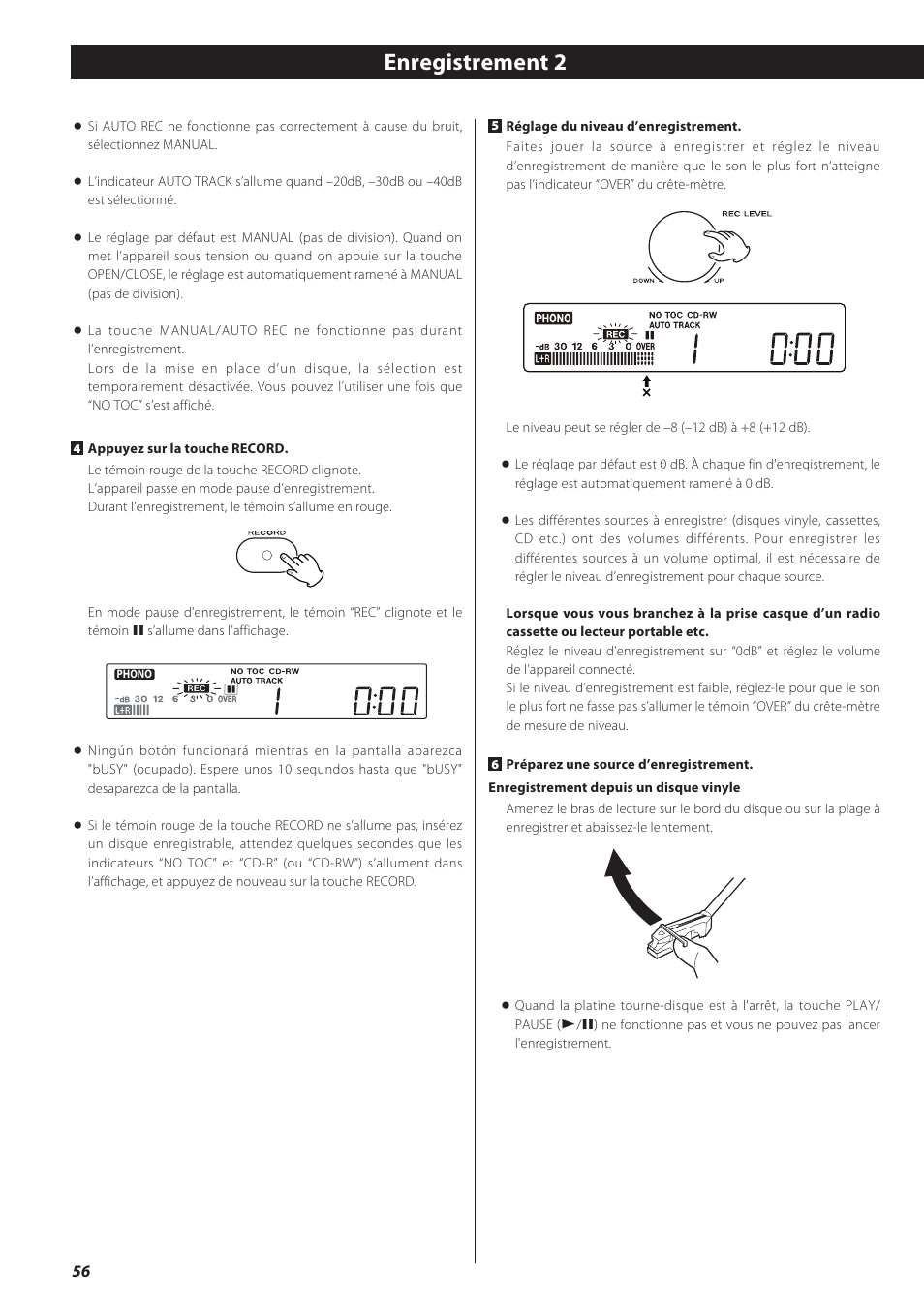 Enregistrement 2 | Teac LPR500 User Manual | Page 56 / 96