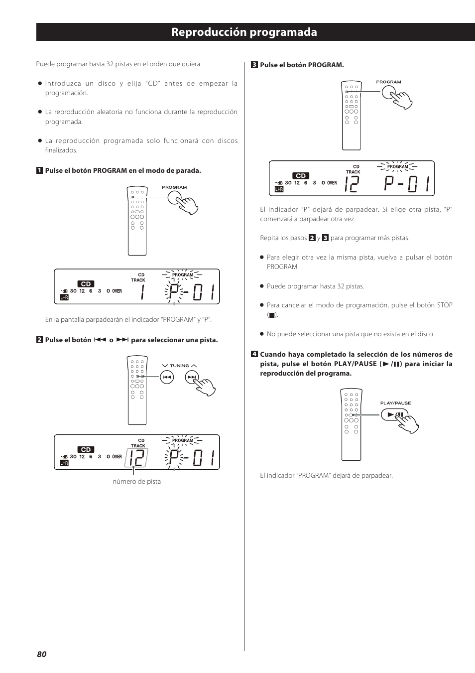 Reproducción programada | Teac LPR500 User Manual | Page 80 / 96