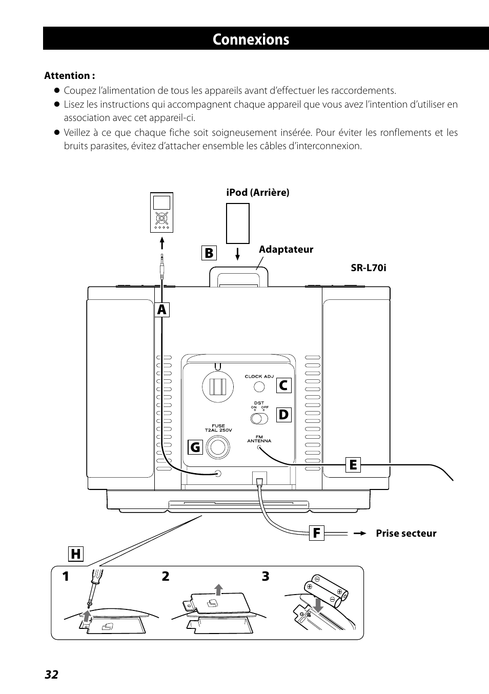 Connexions | Teac SR-L70i User Manual | Page 32 / 72