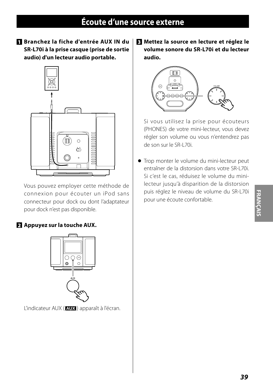 Écoute d’une source externe | Teac SR-L70i User Manual | Page 39 / 72