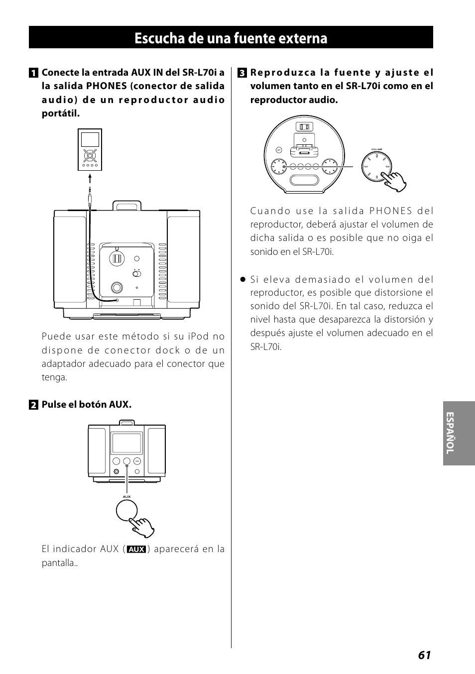 Escucha de una fuente externa | Teac SR-L70i User Manual | Page 61 / 72