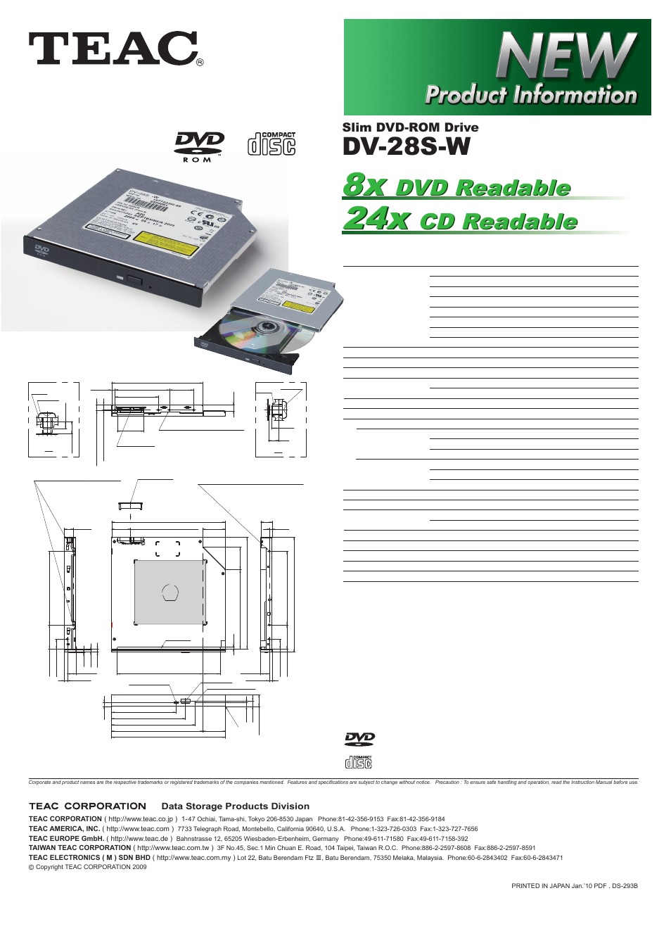 Teac DV-28S-W User Manual | 1 page