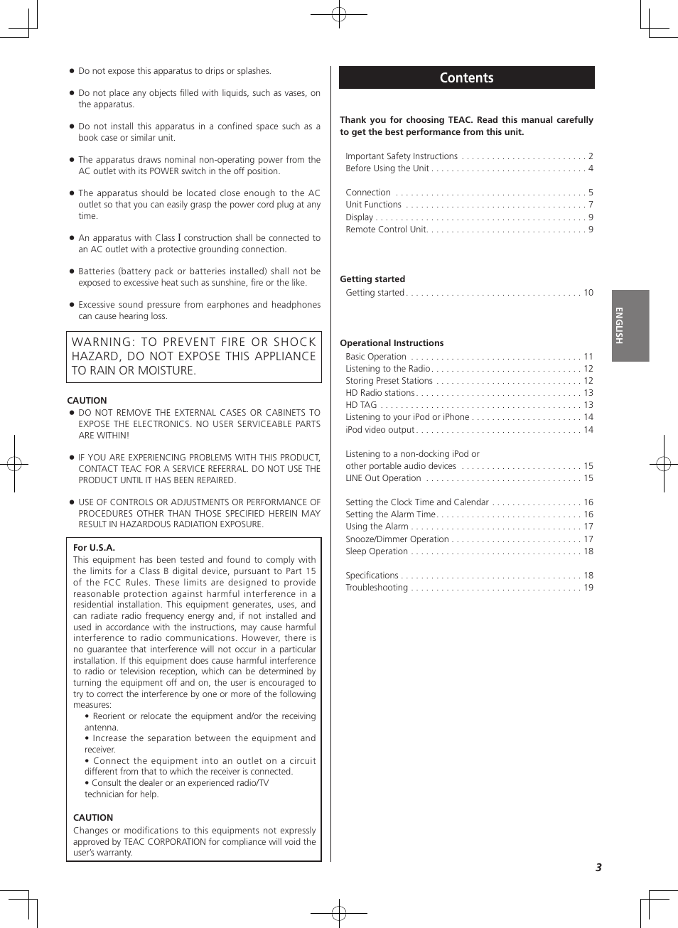 Teac HD-1 User Manual | Page 3 / 20