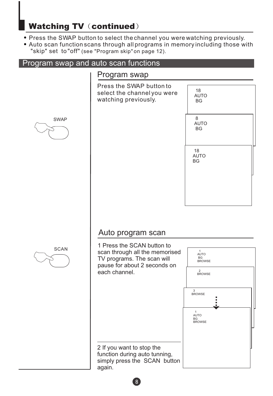 Watching tv continued | Teac DVTV5190F User Manual | Page 11 / 39