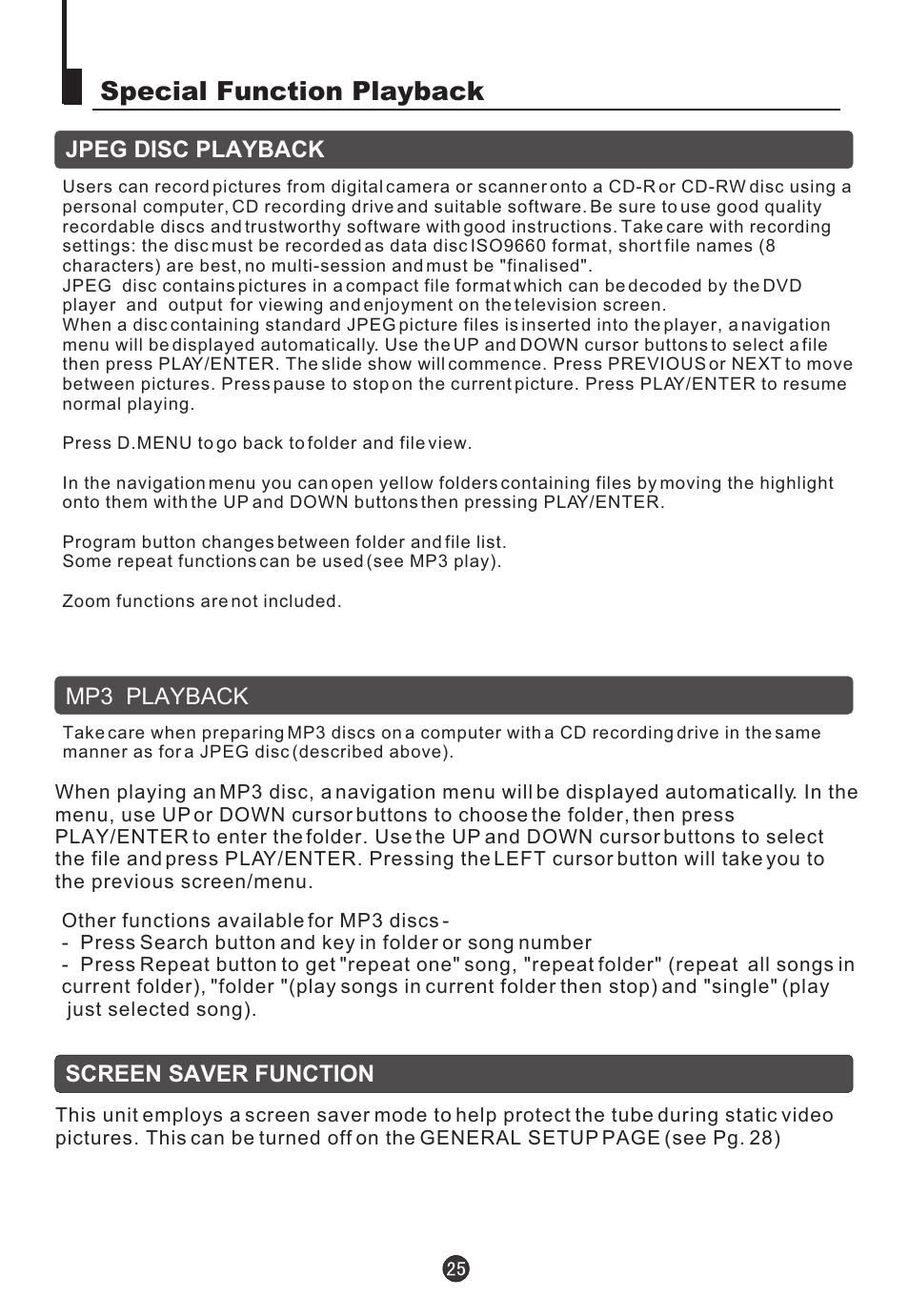 Special function playback | Teac DVTV5190F User Manual | Page 28 / 39