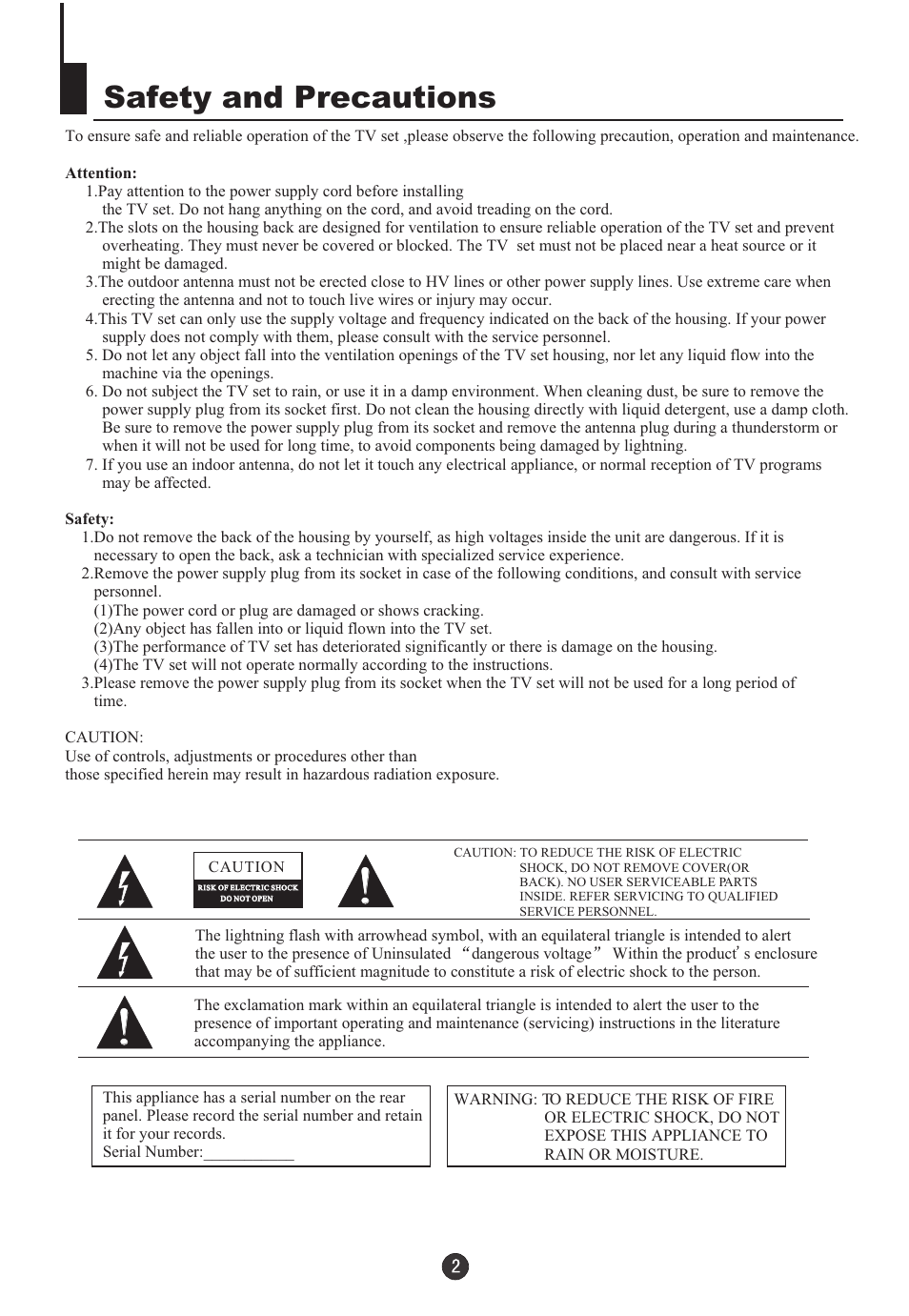 Safety and precautions | Teac DVTV5190F User Manual | Page 5 / 39