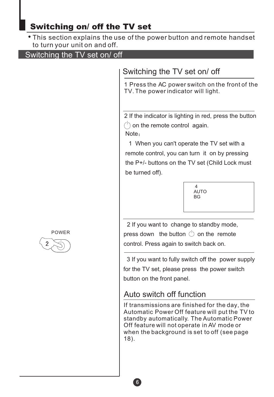 Auto switch off function | Teac DVTV5190F User Manual | Page 9 / 39