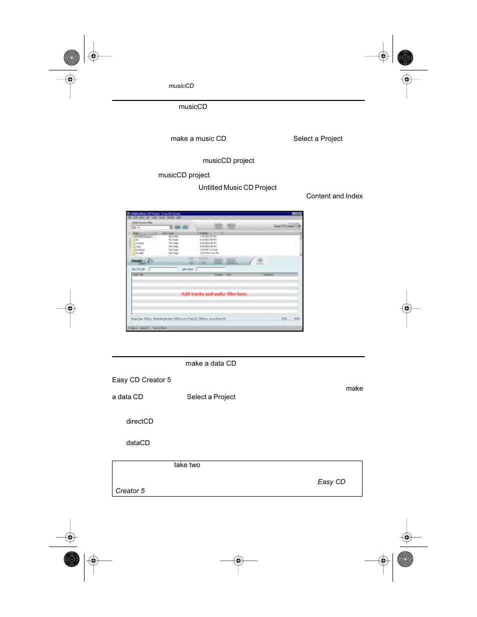 Creating music cds (musiccd button), Creating data discs (make a data cd button), Creating music cds | Creating data discs, Make a data cd | Teac E24E User Manual | Page 52 / 74