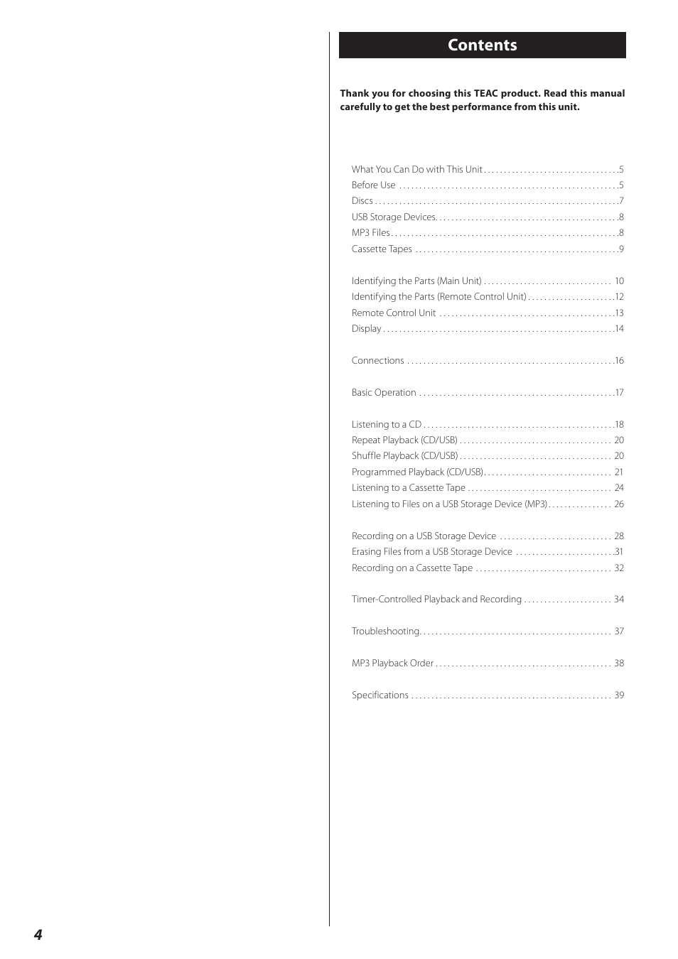 Teac AD-800 User Manual | Page 4 / 112