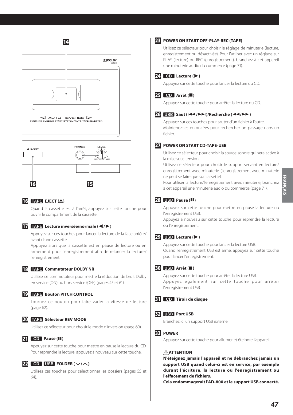 Teac AD-800 User Manual | Page 47 / 112