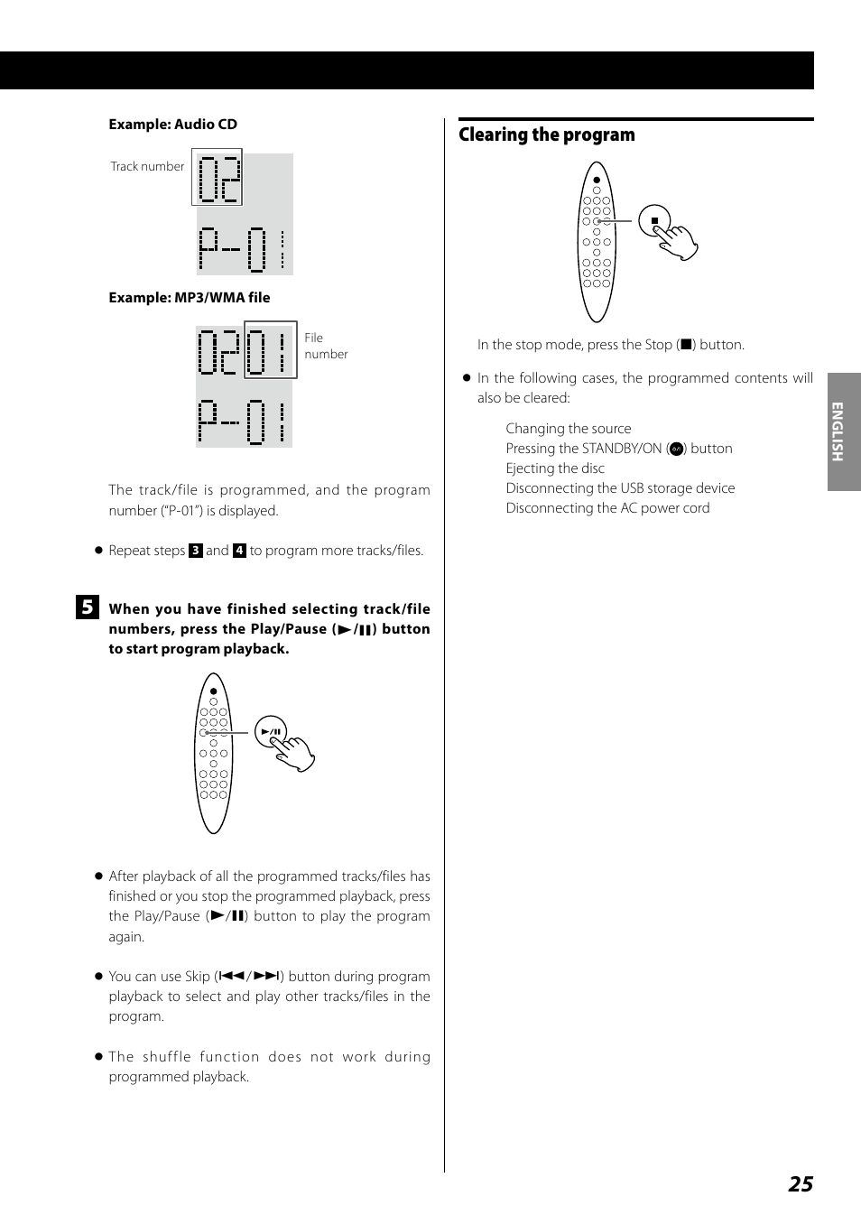 Clearing the program | Teac SR-100I User Manual | Page 25 / 96