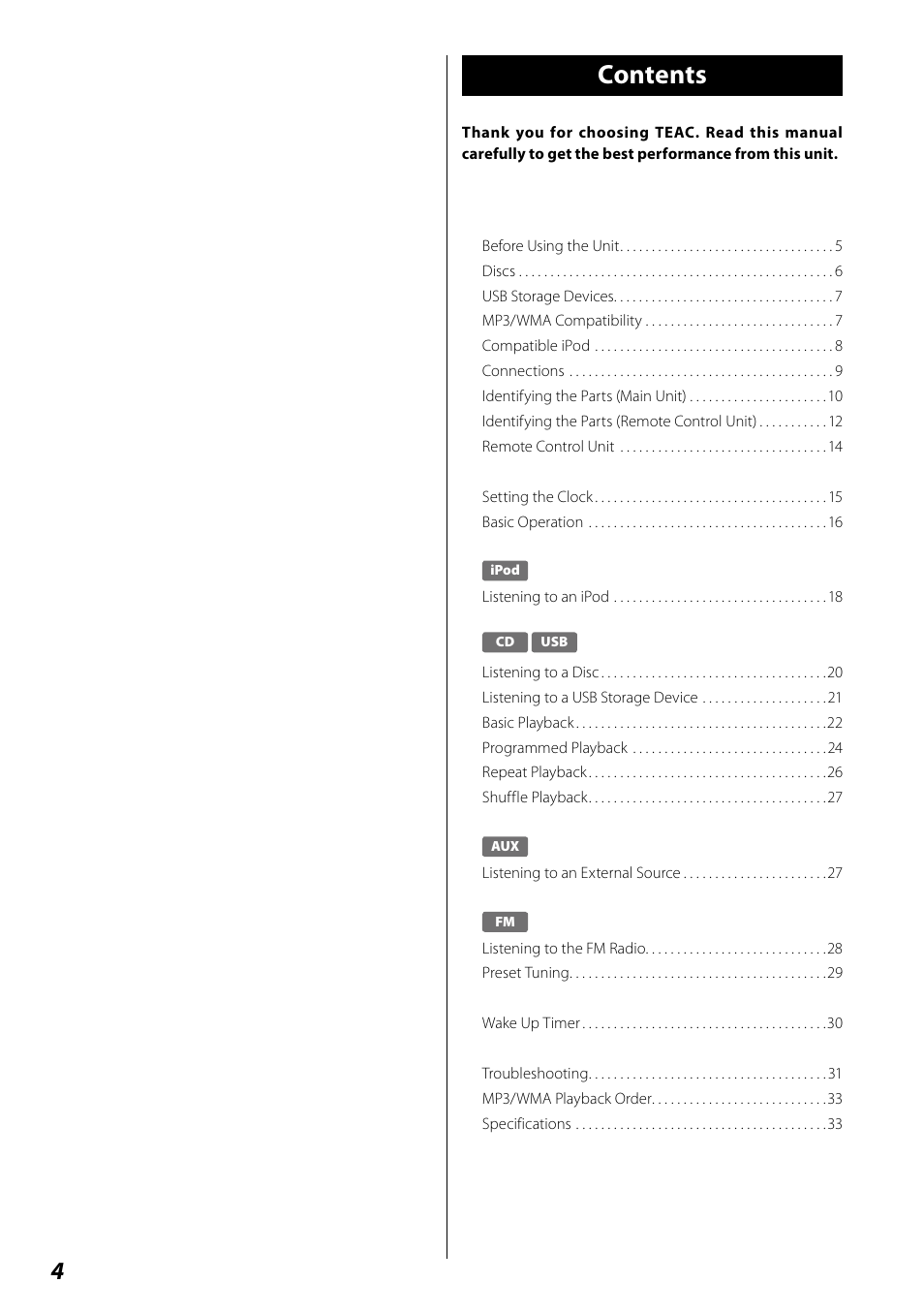 Teac SR-100I User Manual | Page 4 / 96