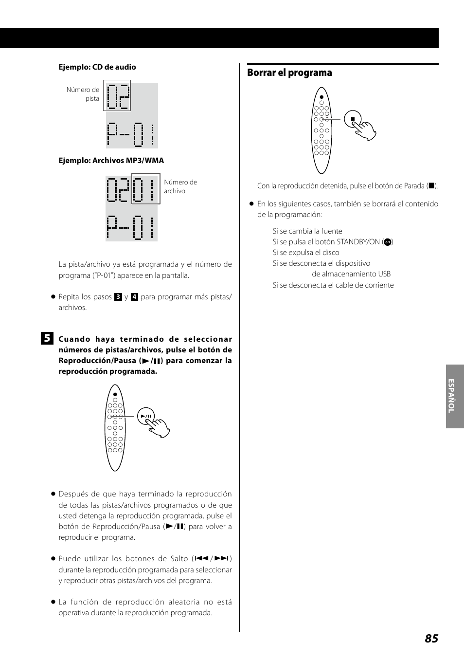 Borrar el programa | Teac SR-100I User Manual | Page 85 / 96