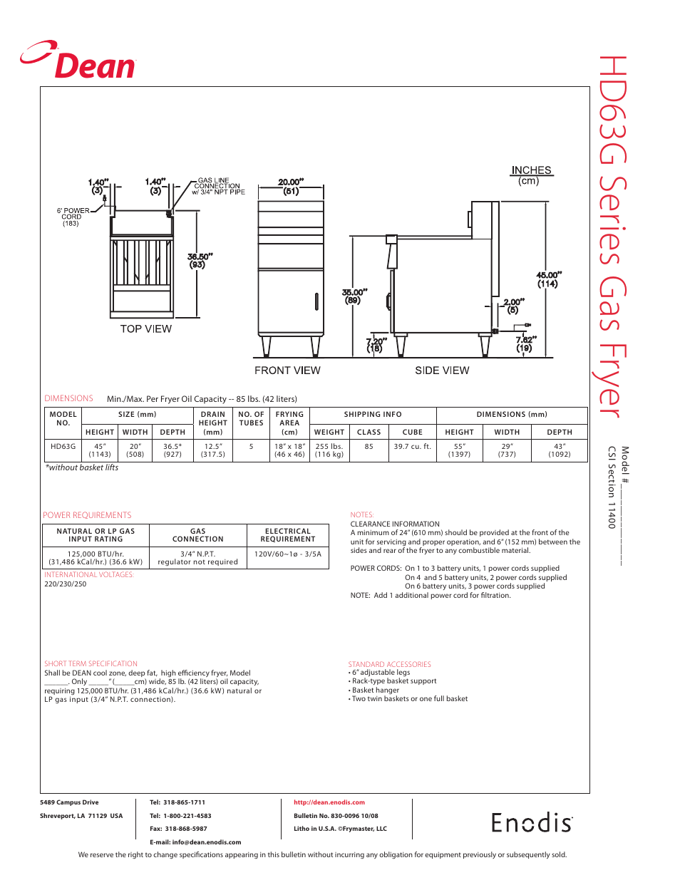 Hd 63 g s eri es g as fr ye r, Dean | Teac HD63G Series User Manual | Page 2 / 2