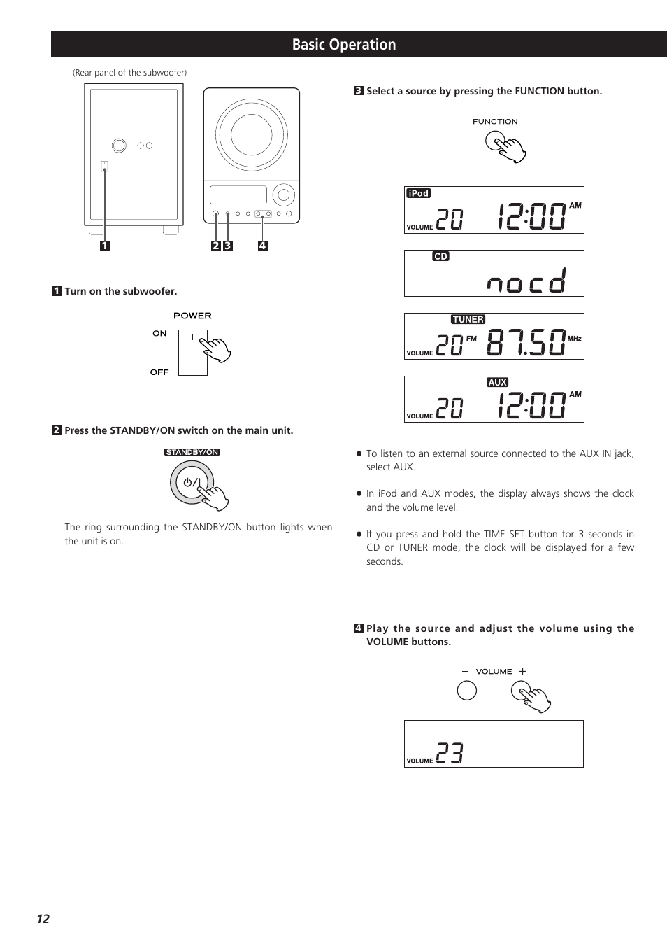 Basic operation | Teac CDX10I User Manual | Page 12 / 28