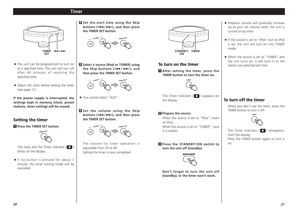 Timer | Teac 1006.MA-1087A User Manual | Page 11 / 12